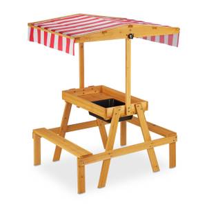Ensemble chaise table avec toit Noir - Marron - Rouge - Bois manufacturé - Matière plastique - Textile - 65 x 110 x 83 cm