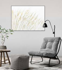 Acrylbild handgemalt Sanftes Windspiel Beige - Massivholz - Textil - 100 x 75 x 4 cm