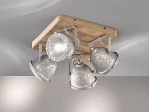 Deckenstrahler Holz 4 LED Spots dimmbar Silber - Metall - Massivholz - 31 x 18 x 31 cm