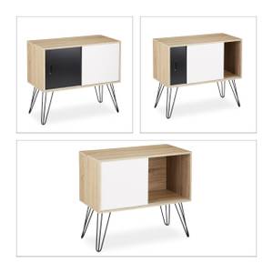 Sideboard Retro Schwarz - Braun - Weiß - Holzwerkstoff - Metall - 80 x 70 x 40 cm