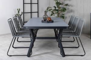 Gartenmöbel-Set Virya (7-teilig) Schwarz - Metall - 100 x 74 x 200 cm