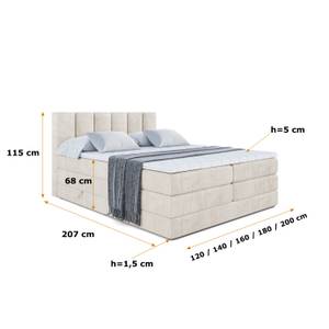 Boxspringbett BOXI1 KING Beige - Breite: 140 cm