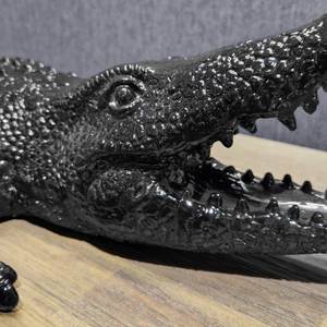 Statue crocodile gueule ouverte L69 cm Gris - Porcelaine - 69 x 15 x 28 cm
