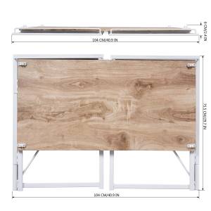 Bureau pliable au style blanc et bois Beige - Marron - Bois manufacturé - 50 x 50 x 100 cm