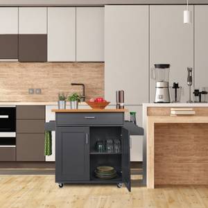 Küchenwagen mit Arbeitsplatte Braun - Grau - Holzwerkstoff - Metall - 114 x 90 x 40 cm