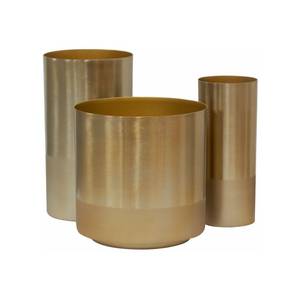 Rollenförmige Vase aus goldfarbenem Meta Metall - 9 x 20 x 9 cm