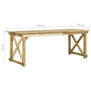 Table de jardin Marron - Bois massif - Bois/Imitation - 200 x 75 x 79 cm