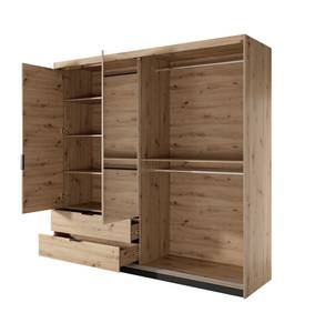 Drehtürenschrank TALLY LED Beige - Schwarz - Holzwerkstoff - Kunststoff - 220 x 211 x 60 cm