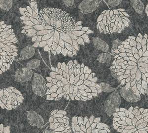 Tapete Floral Schwarz Weiß Silber Schwarz - Silber - Weiß