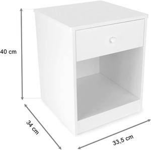 Table de chevet en bois Blanc - Bois manufacturé - 34 x 40 x 34 cm