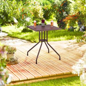 Gartentisch in brauner Rattan-Optik Braun - Metall - Kunststoff - 61 x 75 x 61 cm