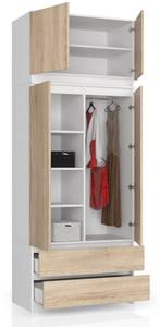 Armoire avec surmeuble S90 2T 2S CLP Imitation chêne de Sonoma - Blanc