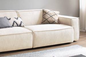 Sofa SAMU Einzelsofa Stoff KAWOLA Sofa SAMU 3-Sitzer Stoff creme - Cremeweiß - Breite: 256 cm