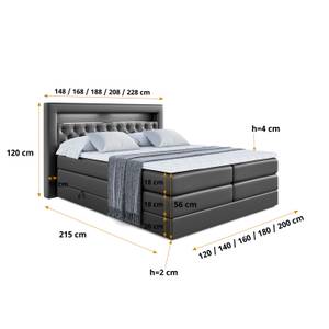 Boxspringbett NOEL GOLD KING Hochglanz Schwarz - Breite: 200 cm