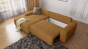 Ecksofa Luna mit Schlaffunktion, Cord Honig - Ecke davorstehend links