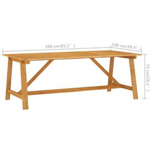 Table de salle à manger de jardin Marron - Bois massif - Bois/Imitation - 206 x 74 x 206 cm