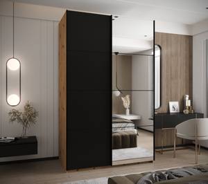 Armoire Lux 3 Noir - Imitation chêne - Largeur : 150 cm