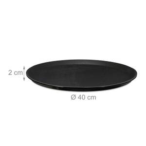 Lot de 2 plateaux de service ronds Noir - Matière plastique - 40 x 2 x 40 cm