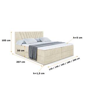 Boxspringbett ERNINA Ecru - Breite: 120 cm - H3