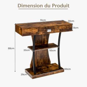 Table de Console VH32710 Marron - Bois manufacturé - 30 x 88 x 91 cm