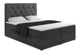 Boxspringbett ROMI Esche Schwarz Dekor - Breite: 140 cm - H4