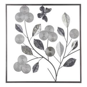 Metallbild mit Blumenmotiv Grau - Metall - 50 x 3 x 50 cm