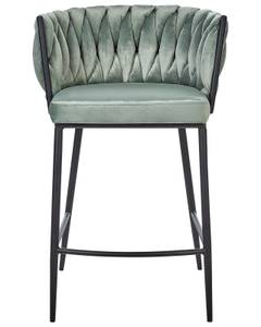 Tabouret de bar MILAN Noir - Vert - Textile - 58 x 88 x 54 cm