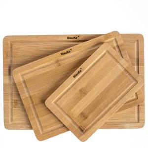 Bambus Holz Schneidebrett 3er Set Beige - Braun - Bambus - 26 x 2 x 38 cm