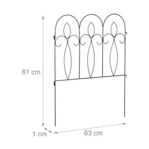 6-tlg. Beetzaun aus Metall Schwarz - Metall - 63 x 81 x 1 cm