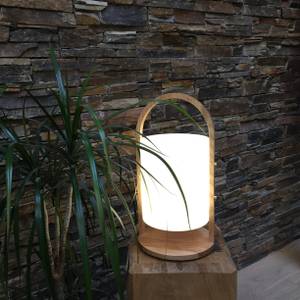Lot de 2 Lanternes sans fil LED 2x WOODY Marron - En partie en bois massif - 19 x 37 x 19 cm