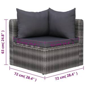 Garten-Sofa-Set (8-teilig) 3059494 Grau - Metall - Polyrattan - 68 x 63 x 72 cm