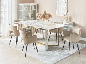Table de salle à manger CALCIO Noir - Doré - Blanc - Bois manufacturé - 100 x 77 x 200 cm