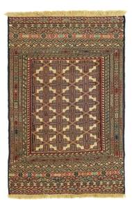 Kelim Afghan - 137x87cm Beige - Naturfaser - 87 x 1 x 137 cm