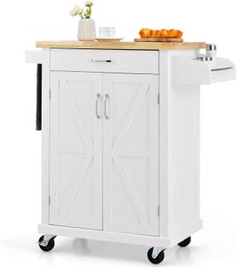 Küchenwagen auf Rollen, Servierwagen Weiß - Holzwerkstoff - 45 x 96 x 89 cm