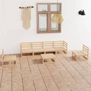 Salon de jardin (lot de 7) 3009896-1 Marron - Bois