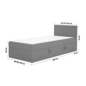 Einzelbett Torria Mini Basic Schwarz - Breite: 90 cm - Bettkasten rechts