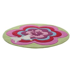 Tapis pour enfants Fantasy Flower Rose foncé - Textile - 150 x 10 x 150 cm