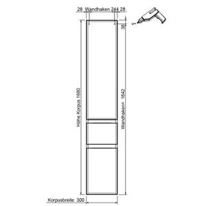 Bad Hochschrank in hellgrau grifflos Grau - Holzwerkstoff - 30 x 168 x 33 cm