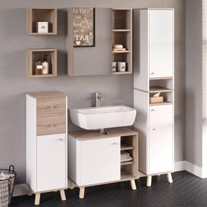 Mobilier de salle de bains Senyo Imitation chêne de Sonoma - Blanc