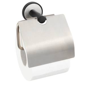 Toilettenpapierhalter UNDINE, mit Deckel Silber - Metall - 15 x 13 x 7 cm