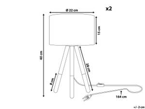 Tischlampen TOBOL 2-tlg Schwarz - Braun - Massivholz - 22 x 40 x 22 cm