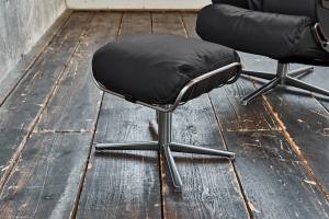 Relaxsessel MODO Leder mit Hocker Schwarz