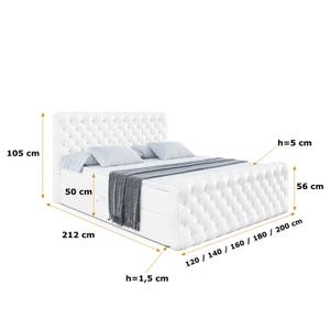 Boxspringbett BOXI8-Z Hochglanz Weiß - Breite: 180 cm - H4