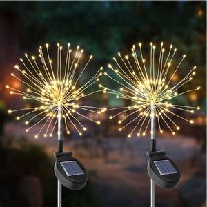 2 balises solaires 2x FIREWORKS SPIKE Argenté - Matière plastique - 52 x 97 x 52 cm