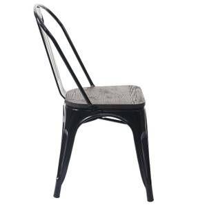Stuhl A73 Holz-Sitzfläche (2er-Set) Schwarz - Braun