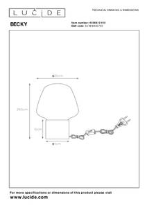 Dekorative Tischleuchte Becky Grau - Glas - Stein - 20 x 30 x 20 cm