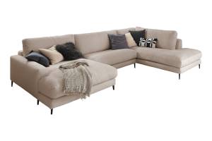 Sofa CARA Wohnlandschaft U-Form Cord Taupe