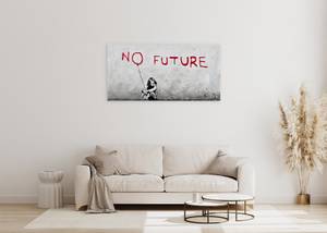 Tableau peint Banksy's No Future Rouge - Bois massif - Textile - 120 x 60 x 4 cm