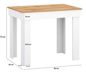 Esstisch CASSIE Braun - Weiß - Holzwerkstoff - 90 x 73 x 60 cm