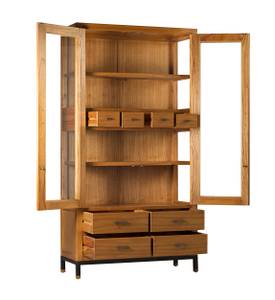 HOLZVITRINE BRAUN 100 x 40 x 190 Braun - Holz teilmassiv - 100 x 190 x 40 cm